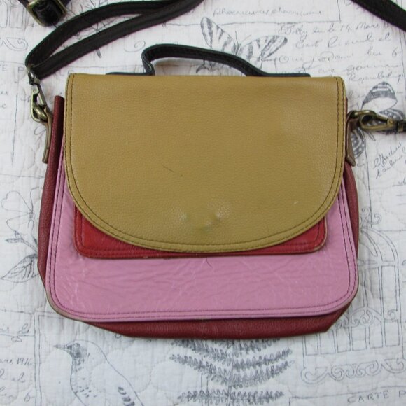 Soruka Leather Crossbody Bag Women Multicolor Adjustable Square and Rounded - Picture 2 of 7